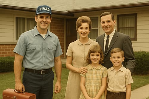 Smith Heating and Air Heating Repair Service HVAC Contractor posing with a happy family in Knoxville