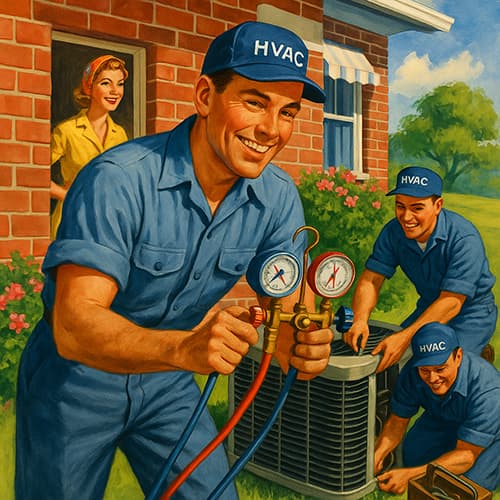 Air Conditioning Contractors working on an A/C unit in Knoxville, TN.